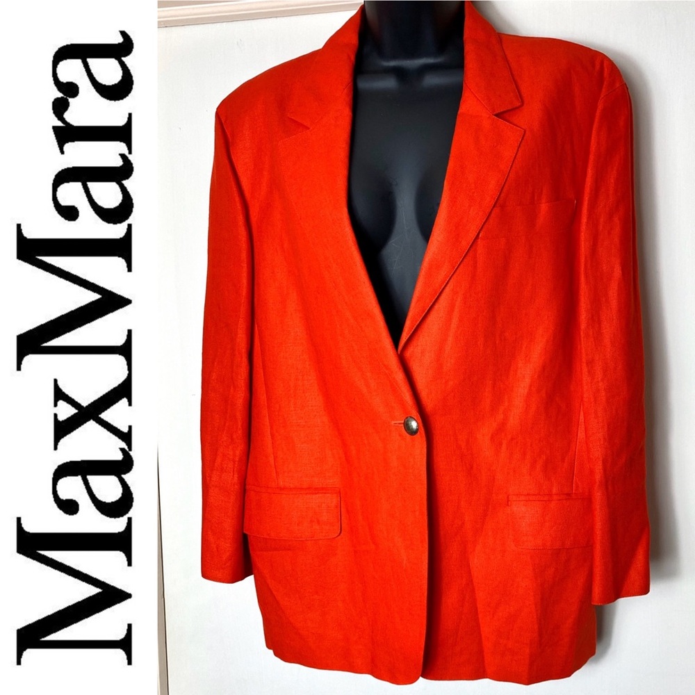 MaxMara Red 100% Linen Blazer